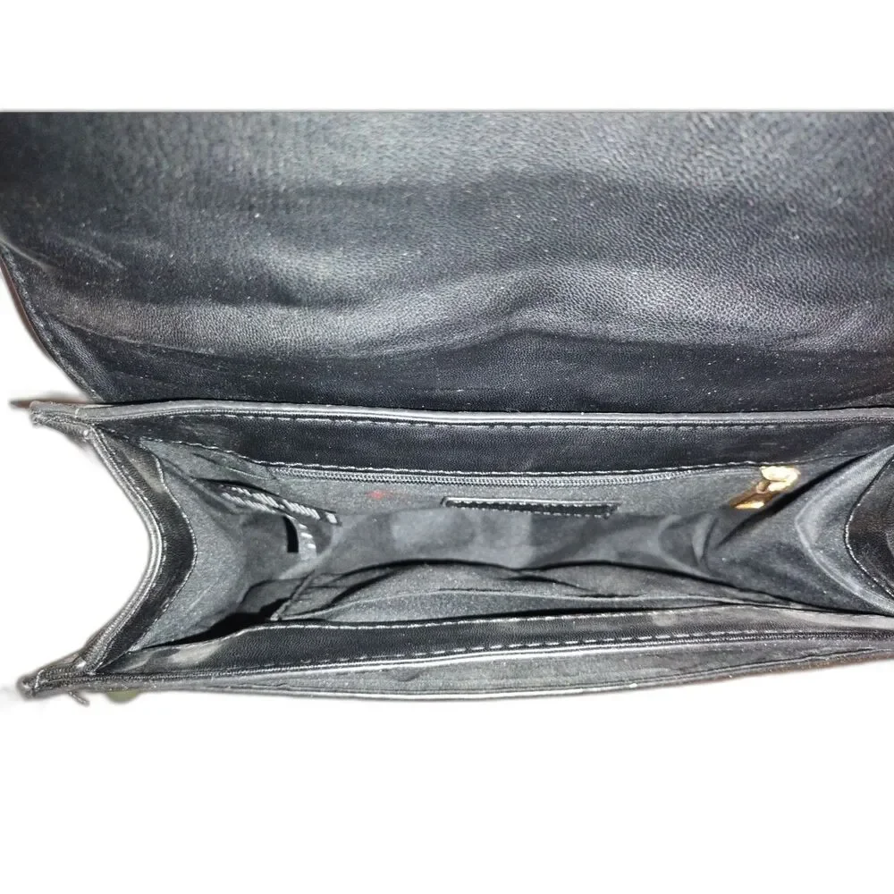 Badgley Mischka Vegan Leather Black Crossbody Purse Gold Chain Studded Punk - Picture 5 of 7
